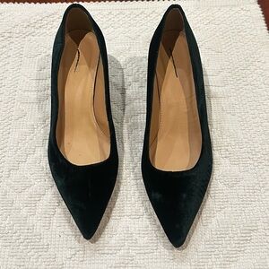 J. Crew Forest Green Velvet Pointed-Toe Pumps